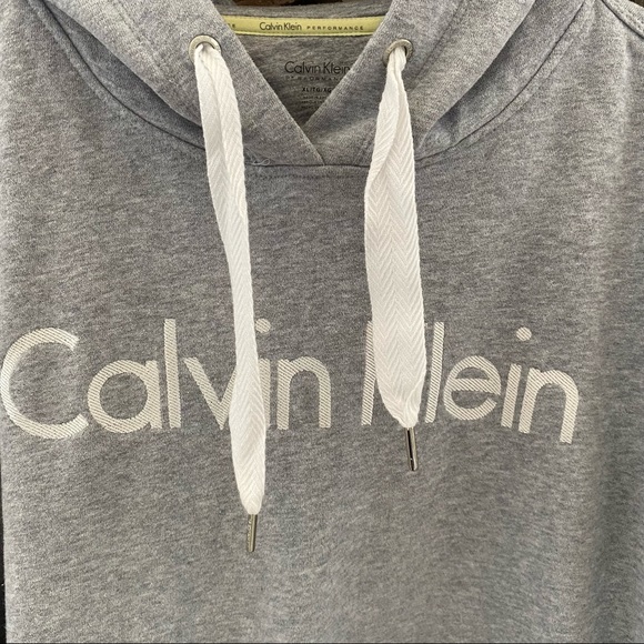 Calvin Klein Performance Gray Cropped Hooded Sweatshirt XL - Picture 5 of 6
